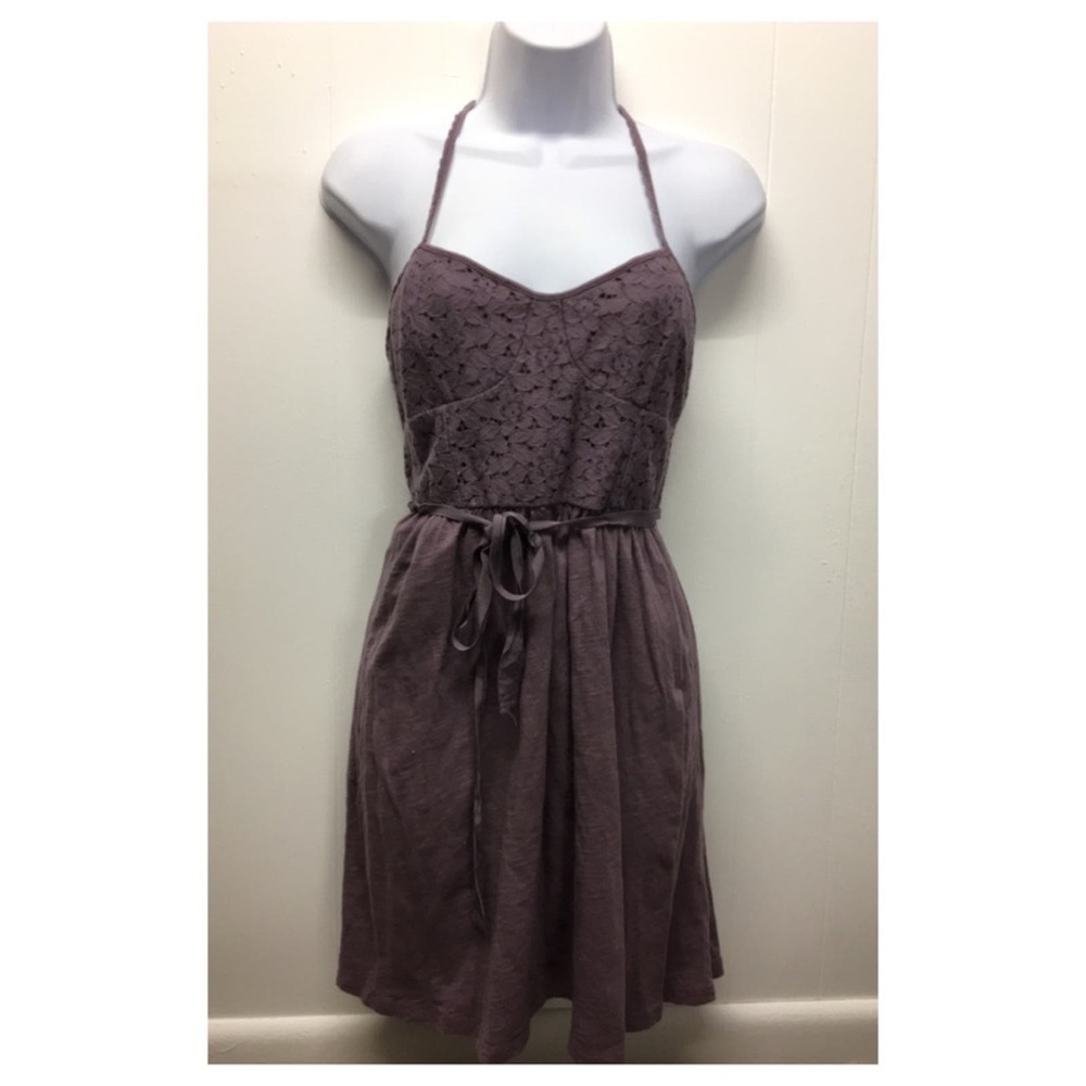 AEO | Purple Babydoll Dress W Floral Chest Design •